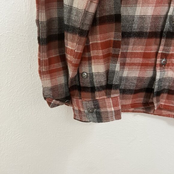 Iron and Resin Red Soda L Brushed Cotton Flannel 2 Pocket Shirt Plaid Button Up - Picture 5 of 12